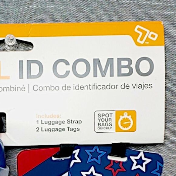 Travelon Travel ID Combo Luggage Strap Patriotic Stars And Stripes Americana NEW - Picture 3 of 10